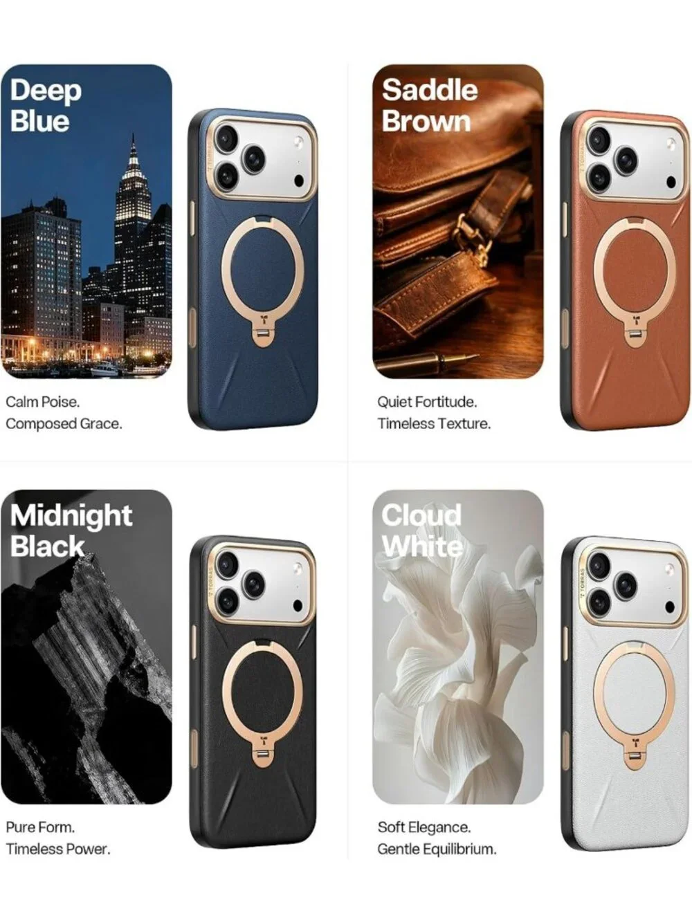 iPhone 17 Pro Max Leather Case - Shockproof, 360° Magnetic Stand, MagSafe